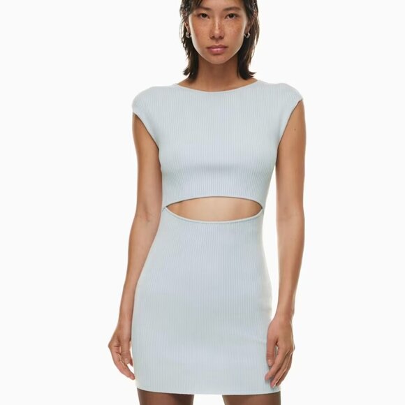 Aritzia Dresses & Skirts - NWT Wilfred Free Cut-out Mini Knit Dress in Granite Blue Size Medium